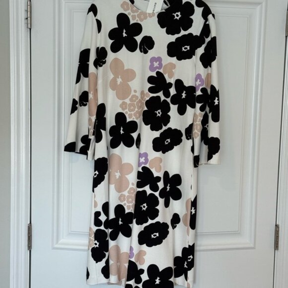 Marimekko Black, Tan, Lilac and White Floral Midi Dress NWT - Picture 1 of 2